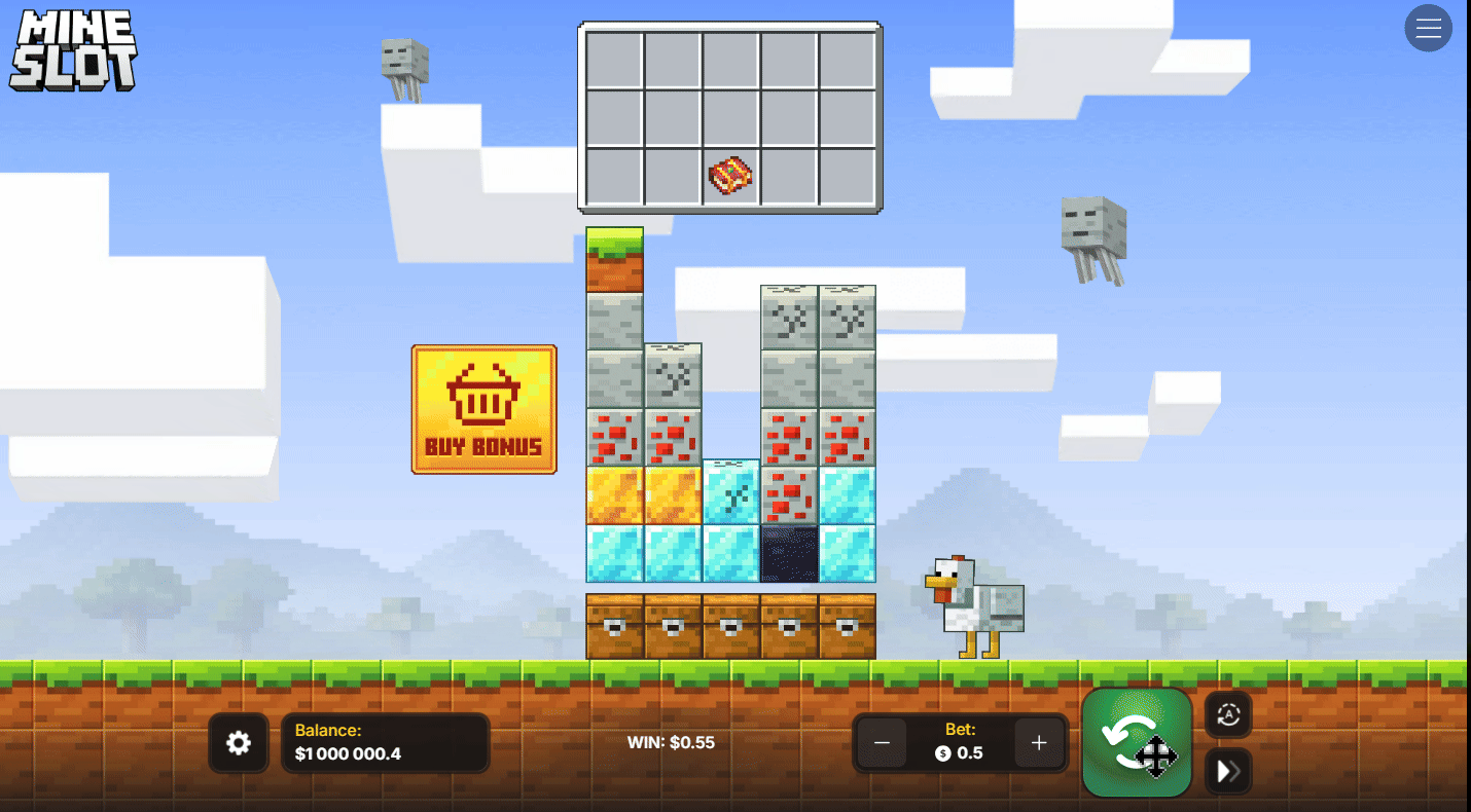 Mine Slot main gameplay screen
